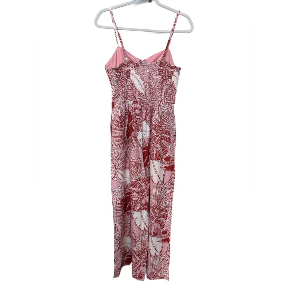Japna Tropical Print Wide Leg Jumpsuit Linen Cotton Rayon Size Large - Picture 2 of 10